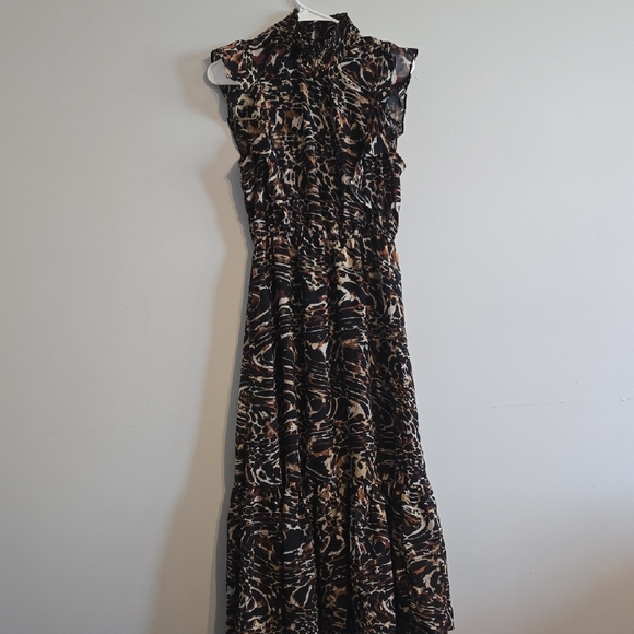 Steve Madden Dresses & Skirts - Steve Madden Anna Sleeveless Chiffon Ruffle Dress W/ Animal Print, Medium